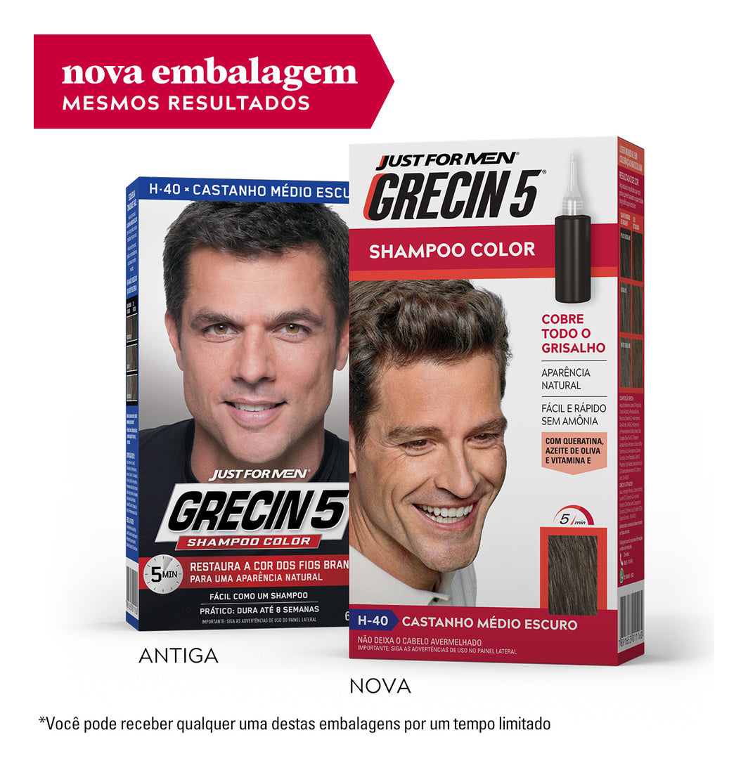 Kit com 3 Frascos Grecin 5 – Castanho Médio Escuro (Shampoo Tonalizante 60ml)