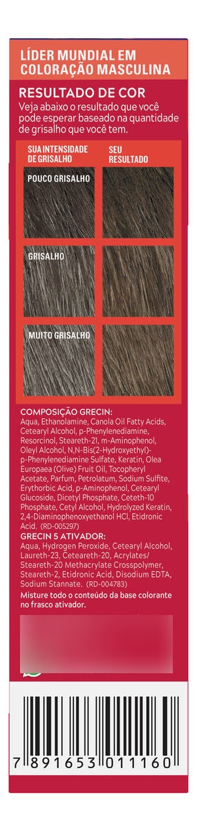 Kit com 3 Frascos Grecin 5 – Castanho Médio Escuro (Shampoo Tonalizante 60ml)