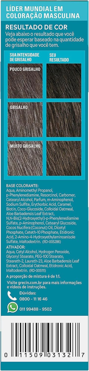 Just For Men Grecin 5 Color Gel, Barba e Bigode, Tonalizante que Elimina o Grisalho, Aparência Natural, Cor M100, Castanho Escuro, 28g