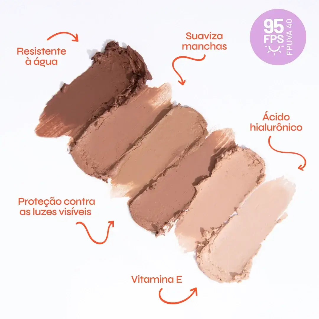 Protetor Solar em Bastão com Cor FPS 95 | Alta Proteção + Efeito Make Natural