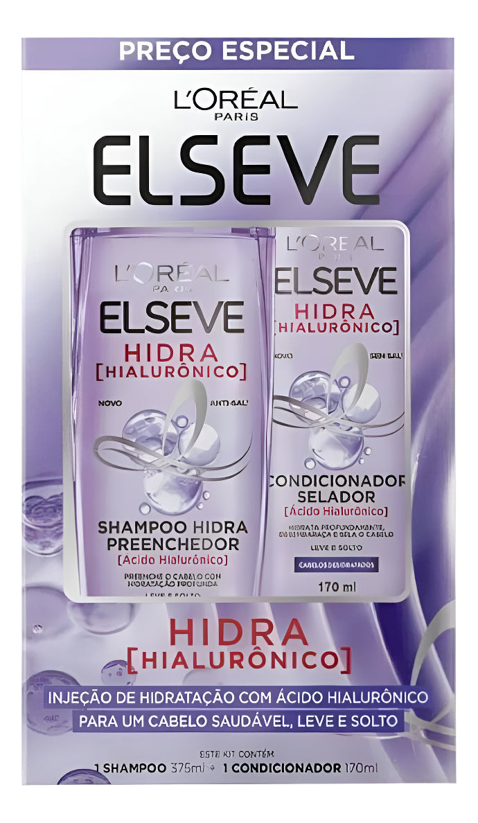 Kit Shampoo 375ml + Condicionador 170ml Hidra Hialurônico Elseve