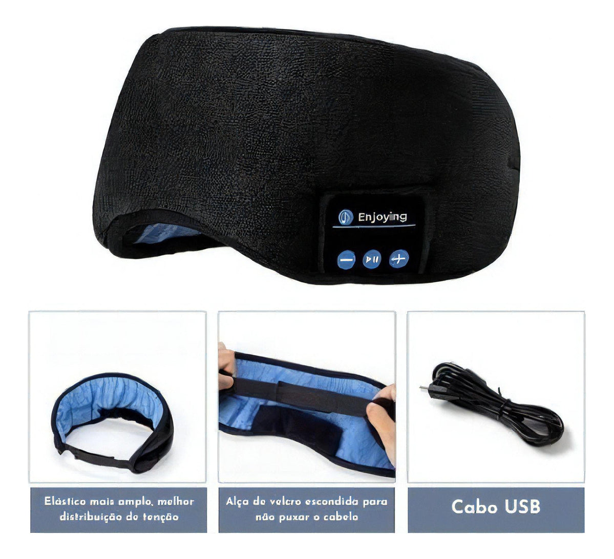 😴 Máscara 2 em 1 Anti-Luz + Fone Bluetooth – Dorme no Escuro com Som de Outro Mundo