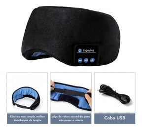 😴 Máscara 2 em 1 Anti-Luz + Fone Bluetooth – Dorme no Escuro com Som de Outro Mundo