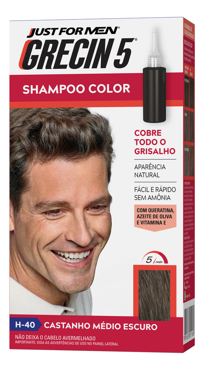 Kit com 3 Frascos Grecin 5 – Castanho Médio Escuro (Shampoo Tonalizante 60ml)