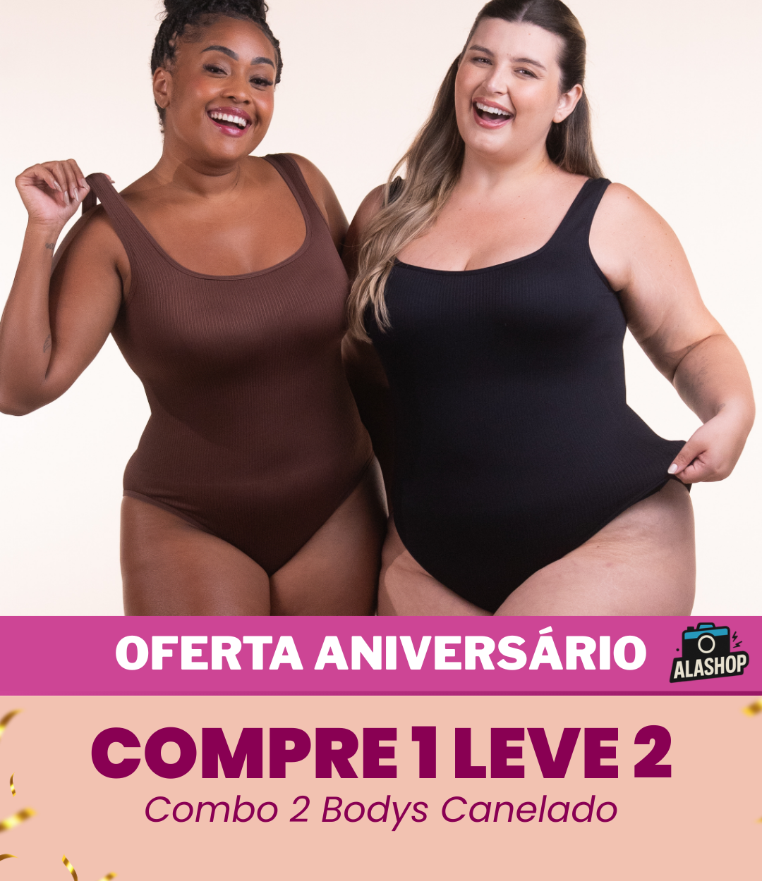 2 Bodys Shaper Canelado – Compre 1 Leve 2 | Conforto e Modelagem Perfeita